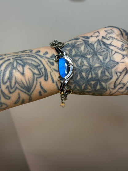 Labradorite Bracelet. Silver and Steel