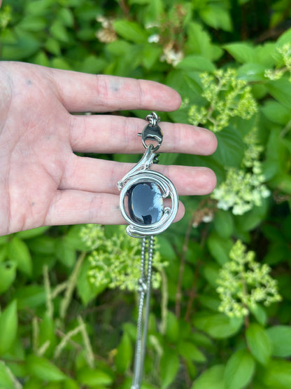 Dendritic Agate Pendant. Argentium Silver